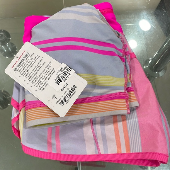 NWT lululemon speed shorts striped pink 2 lululemon sports bra 6 price is firm - Picture 9 of 12